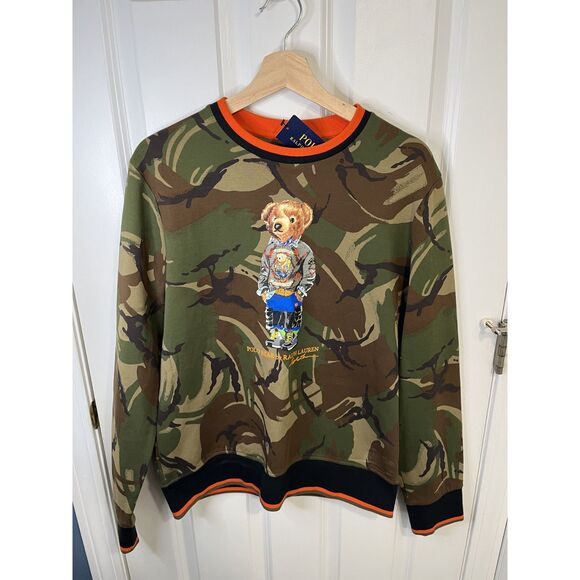 Polo Ralph Lauren Double Knit Camo Bear Sweatshirt Size Medium - NWT